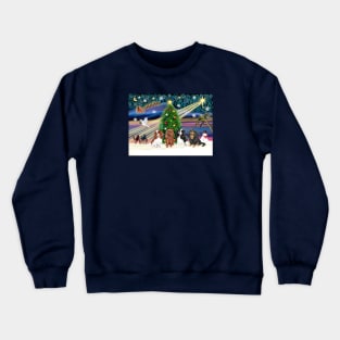 "Christmas Magic" with Four Cavalier King Charles Spaniels Crewneck Sweatshirt